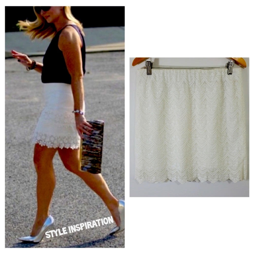 J Crew White Lace Skirt Size 10